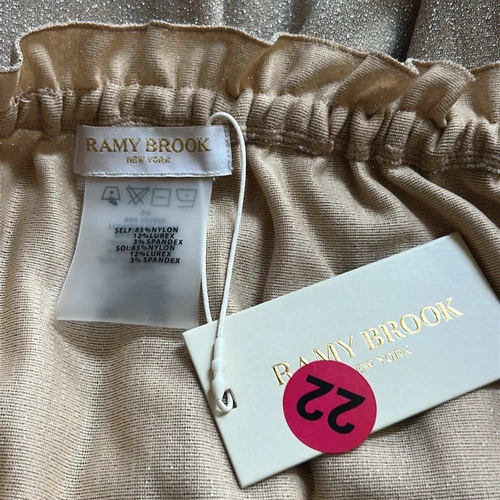NWT Ramy Brook Knit Marina Dress Neutral Sparkle Strapless Size Small - Picture 9 of 12
